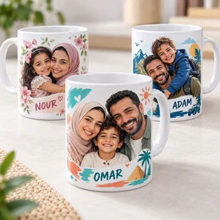 صورة ٤ من مج الذكريات باسم وصورة طفلك مع العائلة